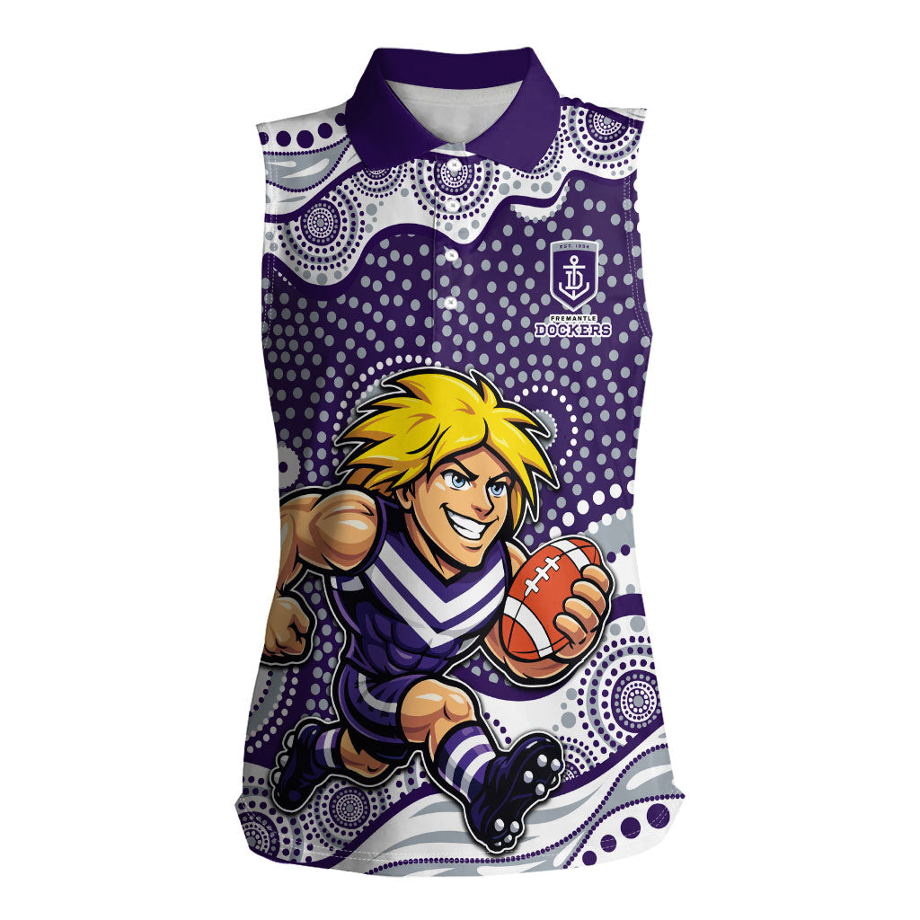 Fremantle Dockers Women Sleeveless Polo Shirt Aboriginal Dot Pattern - Football Mascot Heritage Pride