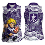 Fremantle Dockers Women Sleeveless Polo Shirt Aboriginal Dot Pattern - Football Mascot Heritage Pride