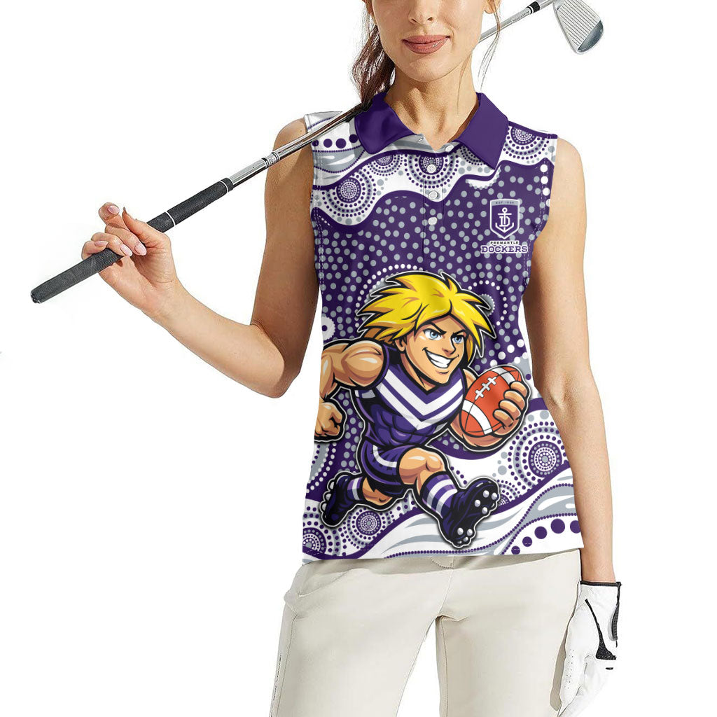 Fremantle Dockers Women Sleeveless Polo Shirt Aboriginal Dot Pattern - Football Mascot Heritage Pride