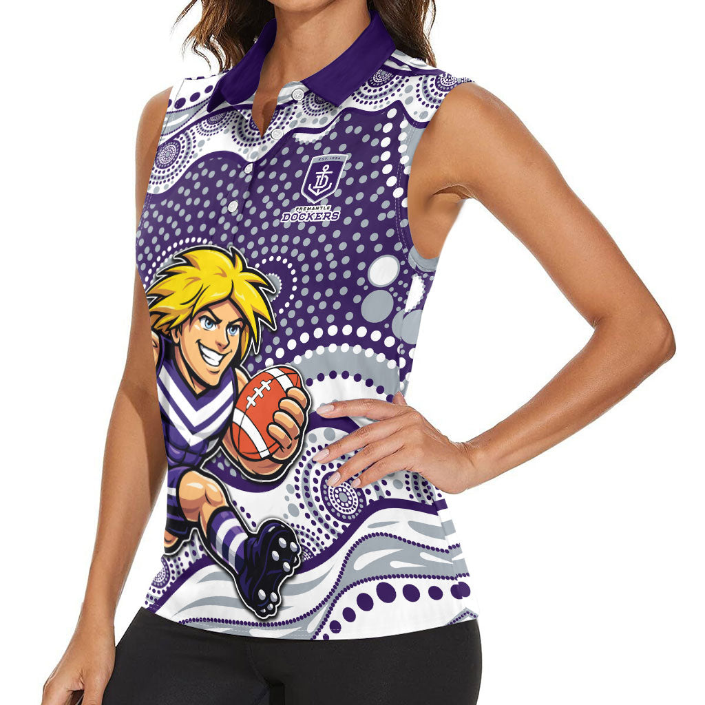 Fremantle Dockers Women Sleeveless Polo Shirt Aboriginal Dot Pattern - Football Mascot Heritage Pride