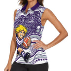 Fremantle Dockers Women Sleeveless Polo Shirt Aboriginal Dot Pattern - Football Mascot Heritage Pride