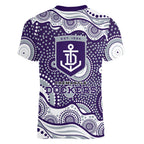 Fremantle Dockers Women V-Neck T-Shirt Aboriginal Dot Pattern - Football Mascot Heritage Pride