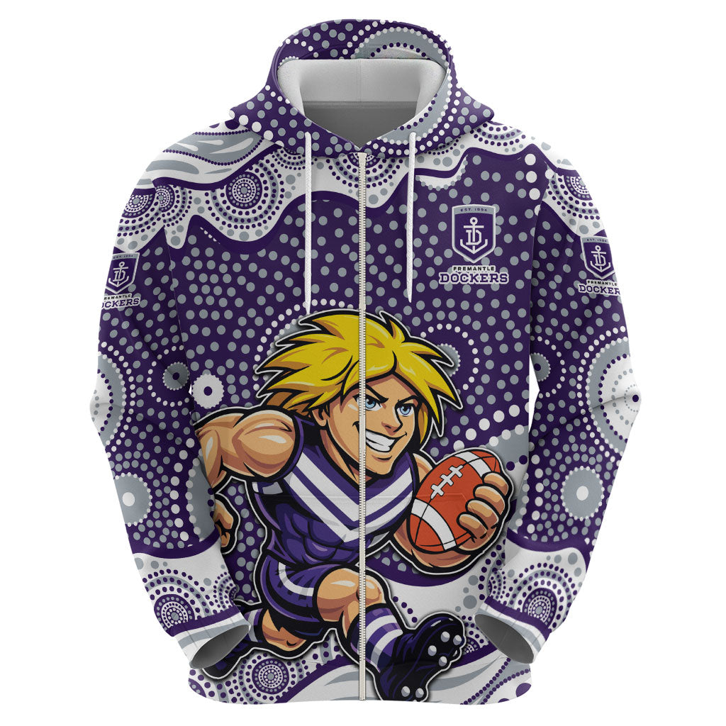 Fremantle Dockers Zip Hoodie Aboriginal Dot Pattern - Football Mascot Heritage Pride