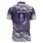 Fremantle Dockers Zipper Polo Shirt Aboriginal Dot Pattern - Football Mascot Heritage Pride