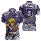 Fremantle Dockers Zipper Polo Shirt Aboriginal Dot Pattern - Football Mascot Heritage Pride