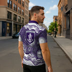 Fremantle Dockers Zipper Polo Shirt Aboriginal Dot Pattern - Football Mascot Heritage Pride
