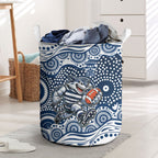 Geelong Cats Laundry Basket Aboriginal Dot Pattern - Football Mascot Heritage Pride
