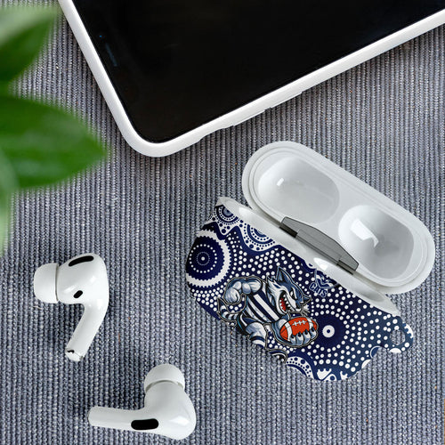 Geelong Cats AirPods Case Aboriginal Dot Pattern - Football Mascot Heritage Pride