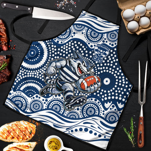 Geelong Cats Apron Aboriginal Dot Pattern - Football Mascot Heritage Pride