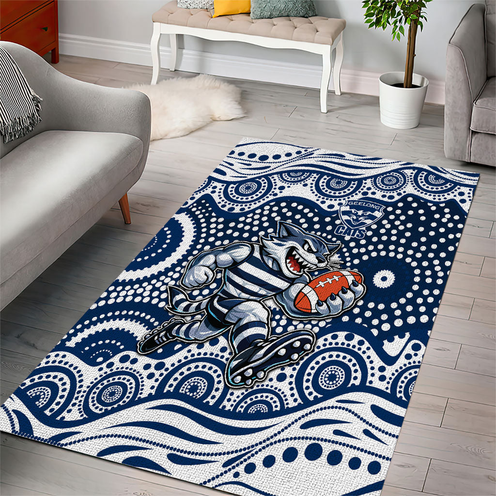 Geelong Cats Area Rug Aboriginal Dot Pattern - Football Mascot Heritage Pride