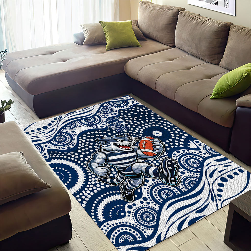 Geelong Cats Area Rug Aboriginal Dot Pattern - Football Mascot Heritage Pride