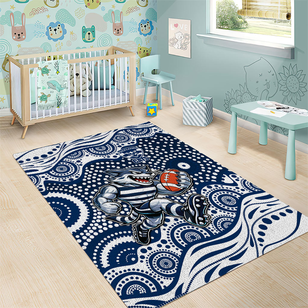 Geelong Cats Area Rug Aboriginal Dot Pattern - Football Mascot Heritage Pride