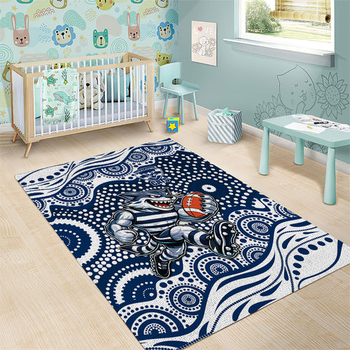 Geelong Cats Area Rug Aboriginal Dot Pattern - Football Mascot Heritage Pride
