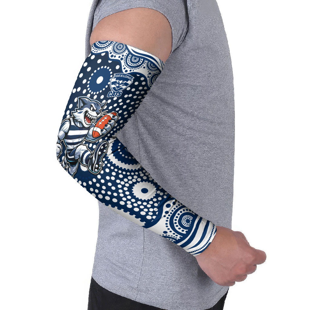 Geelong Cats Arm Sleeves Aboriginal Dot Pattern - Football Mascot Heritage Pride
