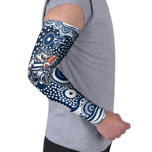 Geelong Cats Arm Sleeves Aboriginal Dot Pattern - Football Mascot Heritage Pride