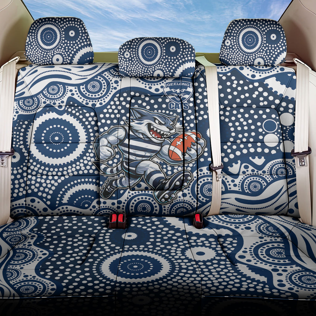 Geelong Cats Back Car Seat Cover Aboriginal Dot Pattern - Football Mascot Heritage Pride