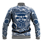 Geelong Cats Baseball Jacket Aboriginal Dot Pattern - Football Mascot Heritage Pride