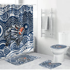 Geelong Cats Bathroom Set Aboriginal Dot Pattern - Football Mascot Heritage Pride