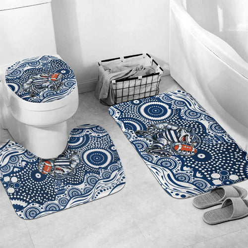 Geelong Cats Bathroom Set Aboriginal Dot Pattern - Football Mascot Heritage Pride