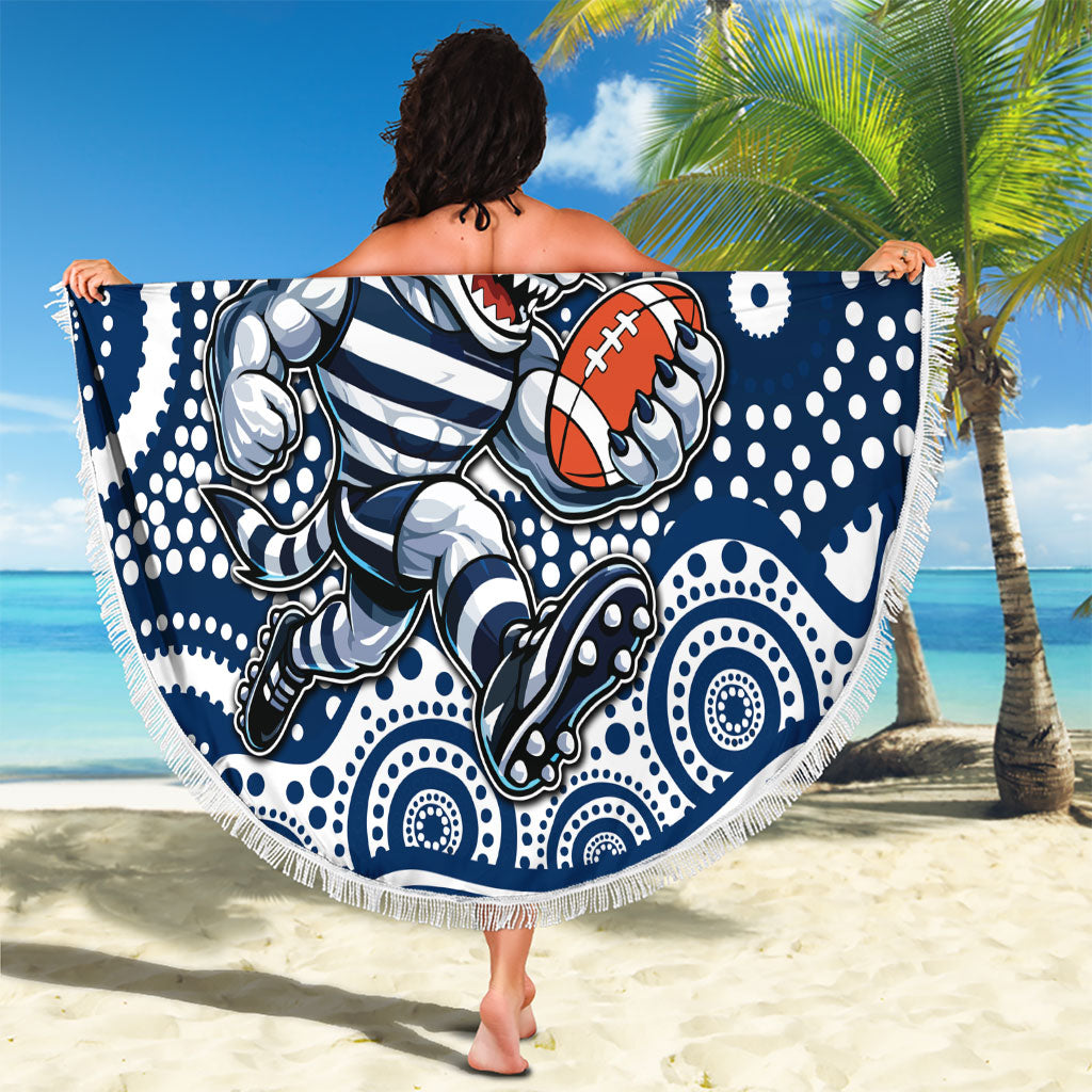 Geelong Cats Beach Blanket Aboriginal Dot Pattern - Football Mascot Heritage Pride