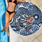 Geelong Cats Beach Blanket Aboriginal Dot Pattern - Football Mascot Heritage Pride