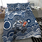 Geelong Cats Bedding Set Aboriginal Dot Pattern - Football Mascot Heritage Pride