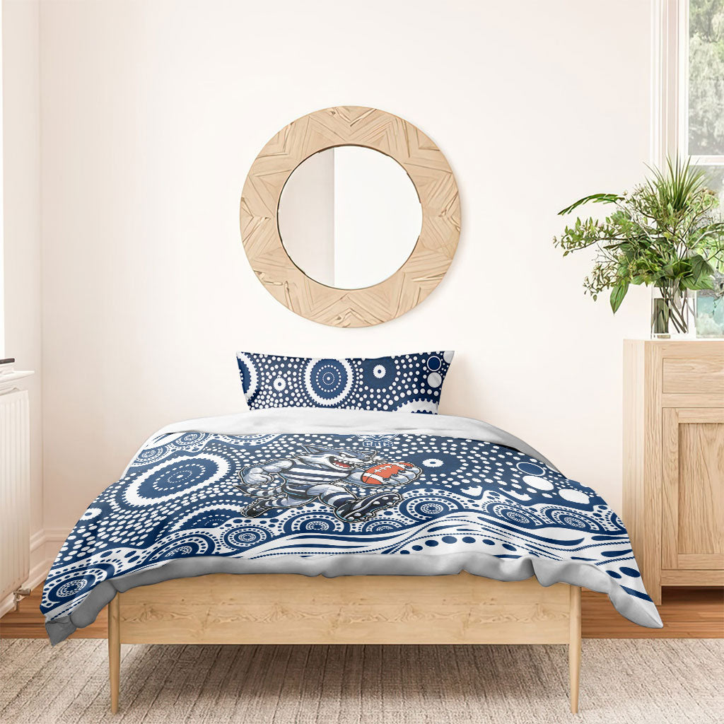 Geelong Cats Bedding Set Aboriginal Dot Pattern - Football Mascot Heritage Pride