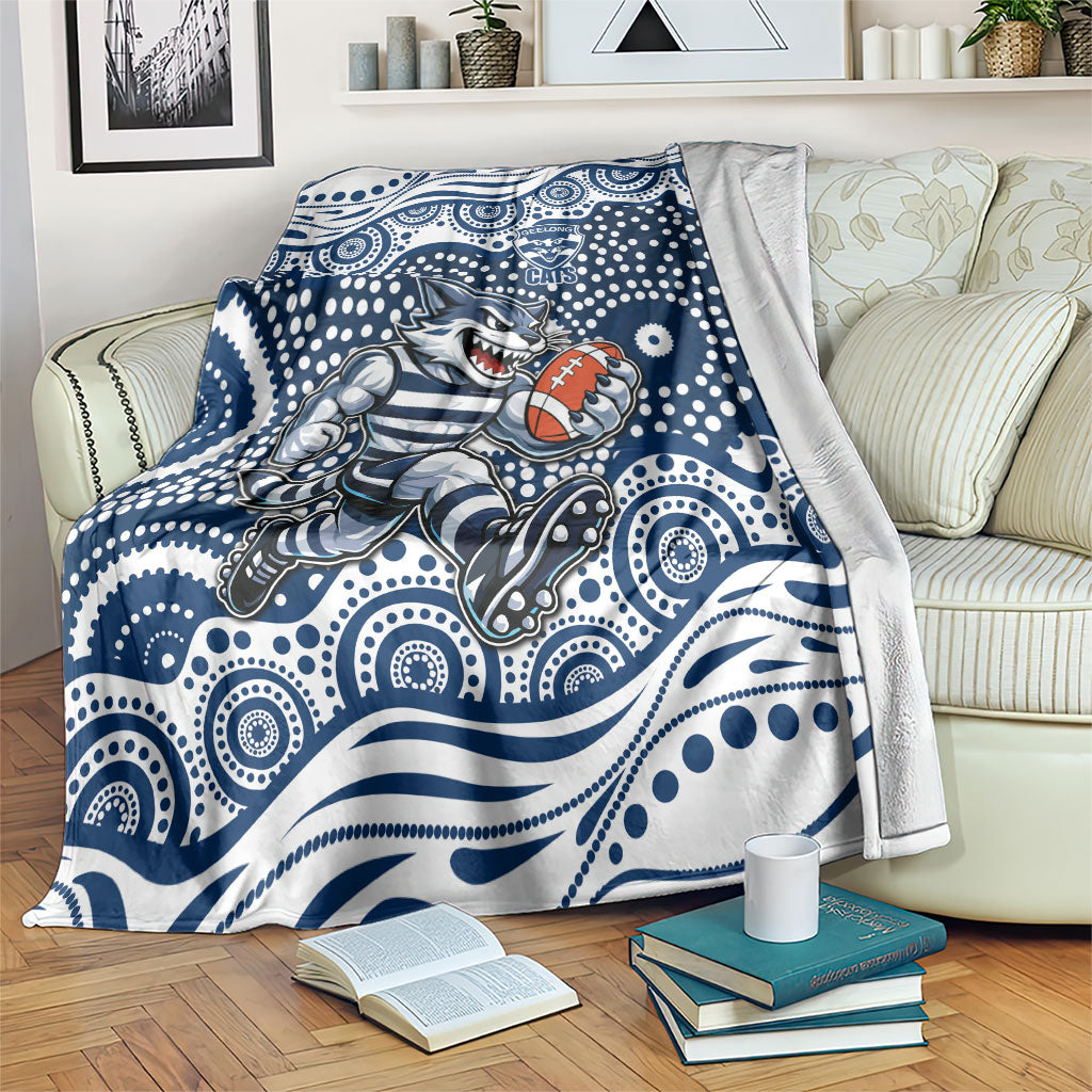 Geelong Cats Blanket Aboriginal Dot Pattern - Football Mascot Heritage Pride