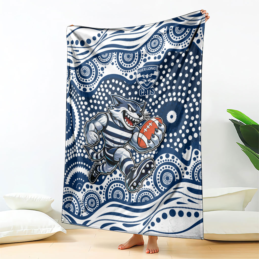 Geelong Cats Blanket Aboriginal Dot Pattern - Football Mascot Heritage Pride