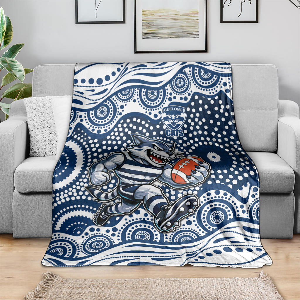 Geelong Cats Blanket Aboriginal Dot Pattern - Football Mascot Heritage Pride