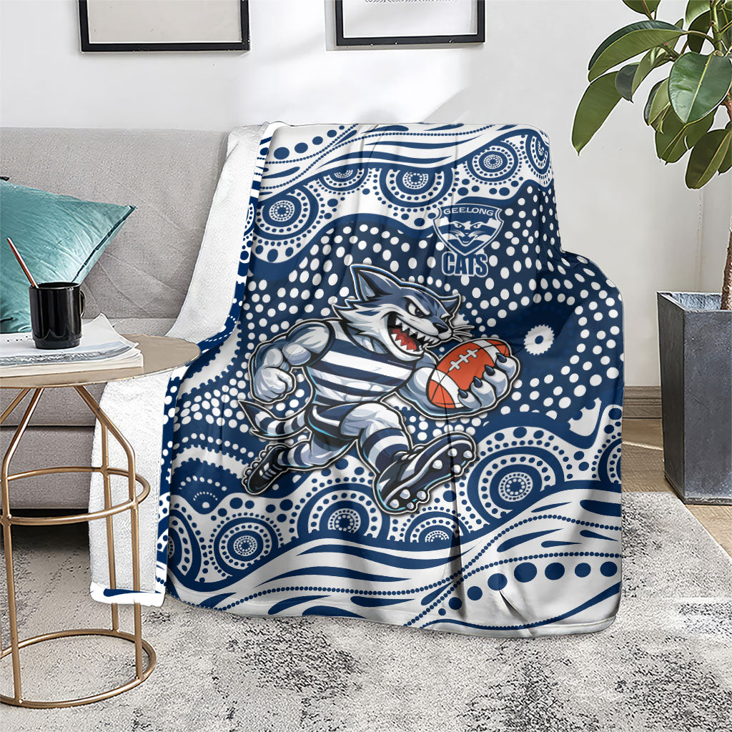 Geelong Cats Blanket Aboriginal Dot Pattern - Football Mascot Heritage Pride