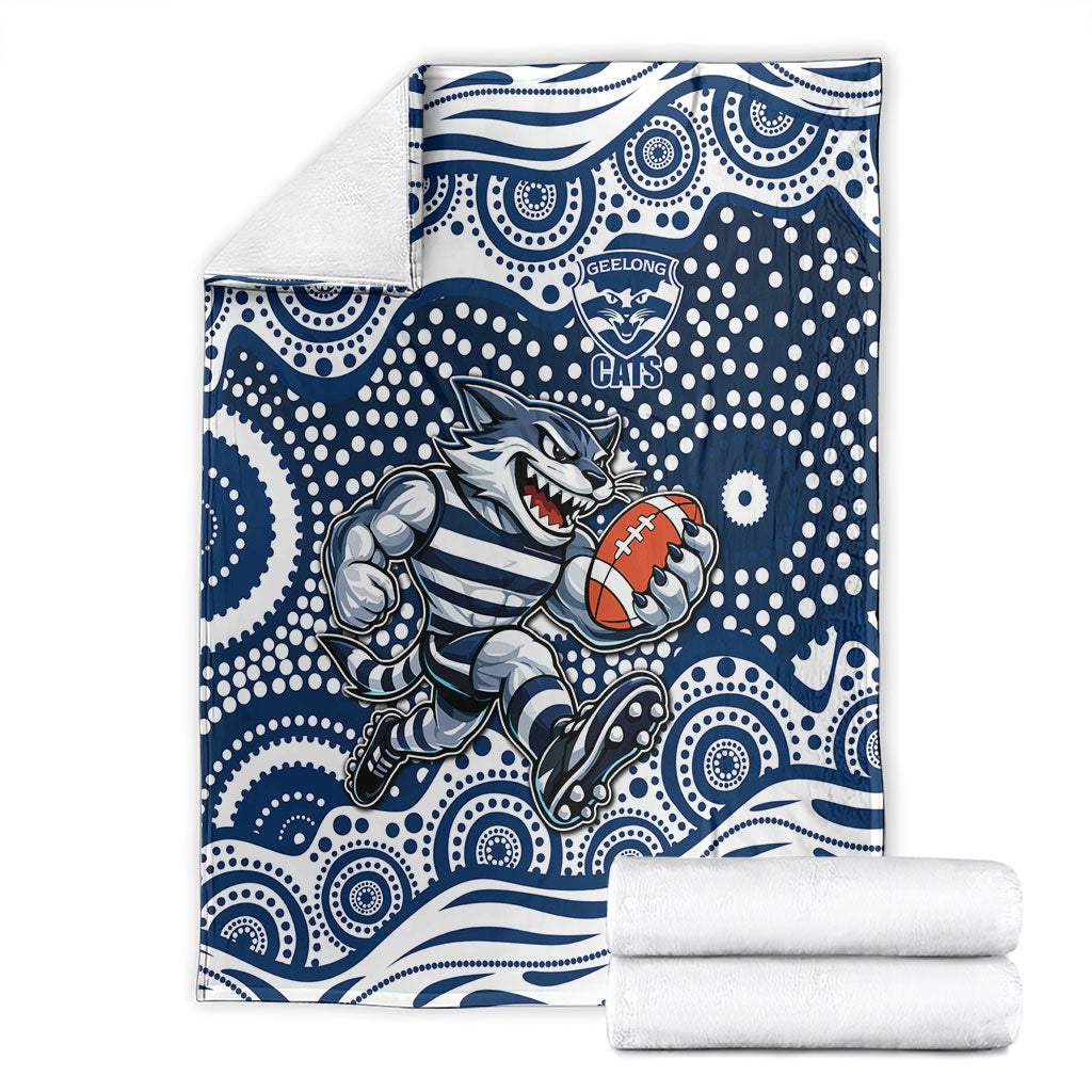 Geelong Cats Blanket Aboriginal Dot Pattern - Football Mascot Heritage Pride