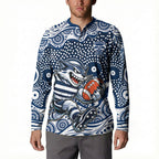 Geelong Cats Button Sweatshirt Aboriginal Dot Pattern - Football Mascot Heritage Pride