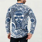 Geelong Cats Button Sweatshirt Aboriginal Dot Pattern - Football Mascot Heritage Pride