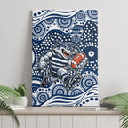 Geelong Cats Canvas Wall Art Aboriginal Dot Pattern - Football Mascot Heritage Pride