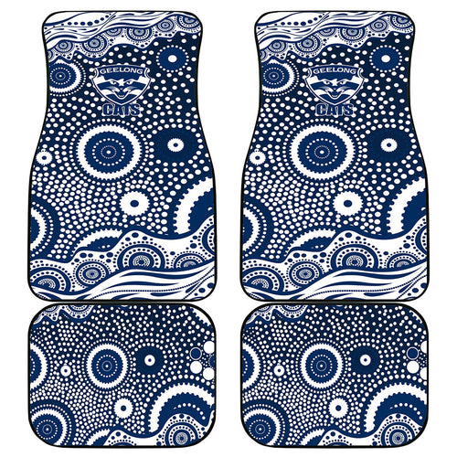 Geelong Cats Car Mats Aboriginal Dot Pattern - Football Mascot Heritage Pride