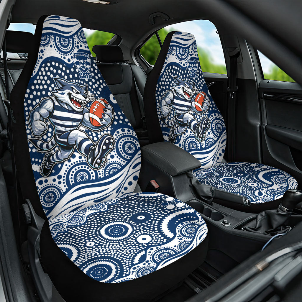 Geelong Cats Car Seat Cover Aboriginal Dot Pattern - Football Mascot Heritage Pride