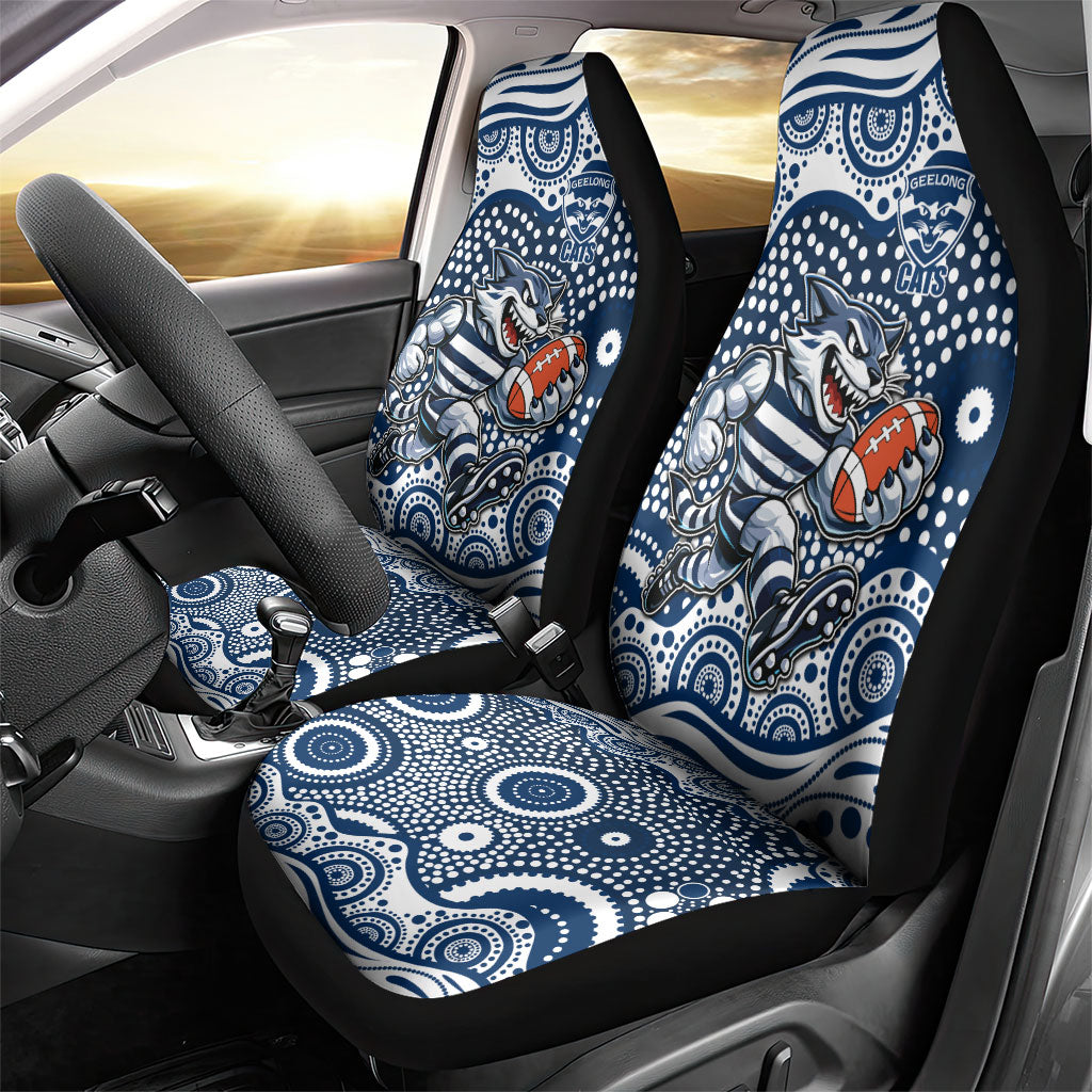 Geelong Cats Car Seat Cover Aboriginal Dot Pattern - Football Mascot Heritage Pride