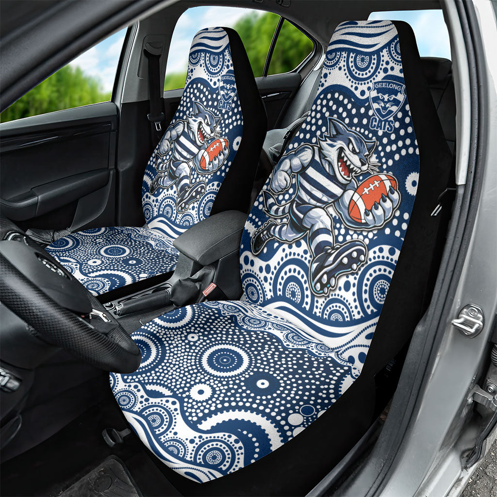 Geelong Cats Car Seat Cover Aboriginal Dot Pattern - Football Mascot Heritage Pride