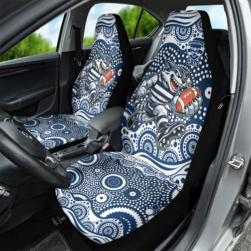 Geelong Cats Car Seat Cover Aboriginal Dot Pattern - Football Mascot Heritage Pride