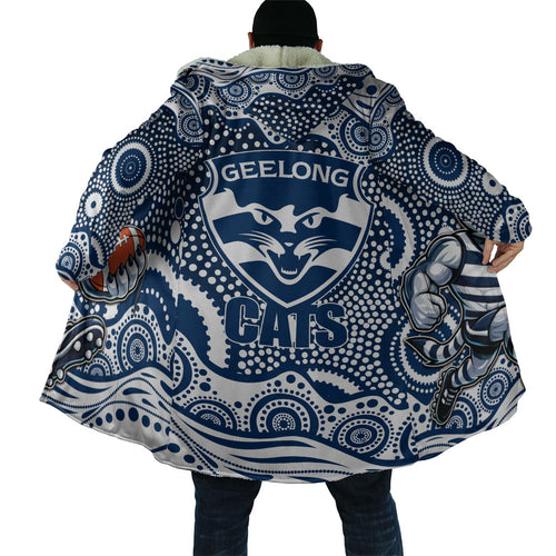 Geelong Cats Cloak Aboriginal Dot Pattern - Football Mascot Heritage Pride