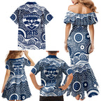 Geelong Cats Family Matching Mermaid Dress and Hawaiian Shirt Aboriginal Dot Pattern - Football Mascot Heritage Pride