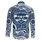 Geelong Cats Family Matching Mermaid Dress and Hawaiian Shirt Aboriginal Dot Pattern - Football Mascot Heritage Pride