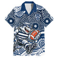Geelong Cats Family Matching Tank Maxi Dress and Hawaiian Shirt Aboriginal Dot Pattern - Football Mascot Heritage Pride