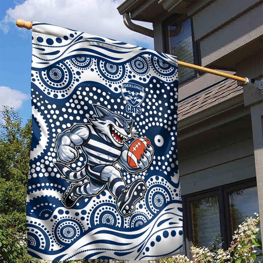 Geelong Cats Garden Flag Aboriginal Dot Pattern - Football Mascot Heritage Pride