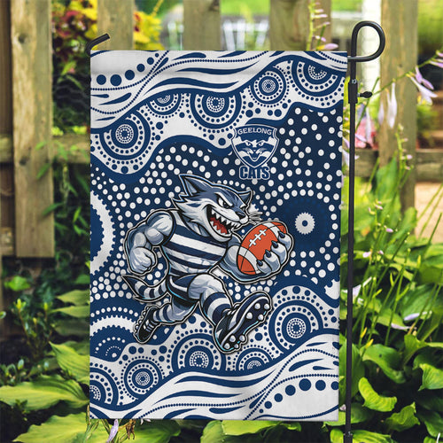 Geelong Cats Garden Flag Aboriginal Dot Pattern - Football Mascot Heritage Pride