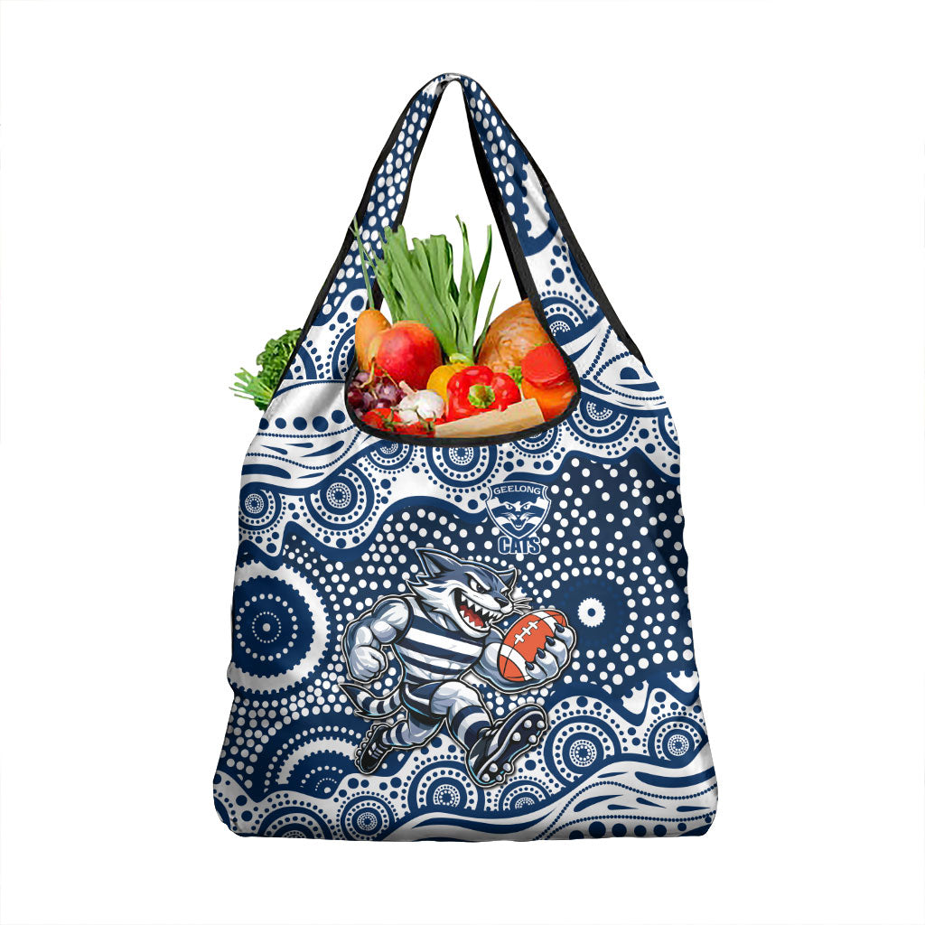 Geelong Cats Grocery Bag Aboriginal Dot Pattern - Football Mascot Heritage Pride