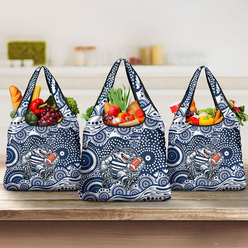Geelong Cats Grocery Bag Aboriginal Dot Pattern - Football Mascot Heritage Pride