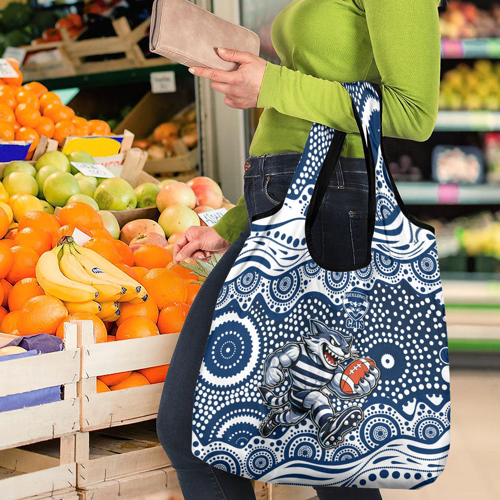 Geelong Cats Grocery Bag Aboriginal Dot Pattern - Football Mascot Heritage Pride