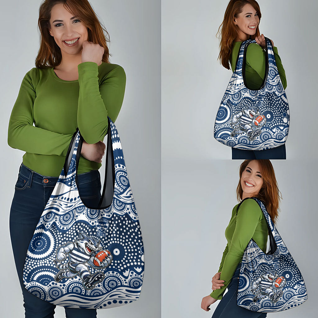 Geelong Cats Grocery Bag Aboriginal Dot Pattern - Football Mascot Heritage Pride